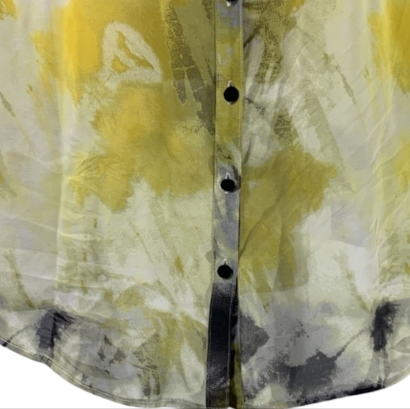 Torrid Chiffon Collared Button-Front Tunic Blouse Yellow‎ Black White Size 3X - Picture 6 of 15